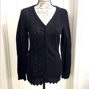 Black Button up cardigan top